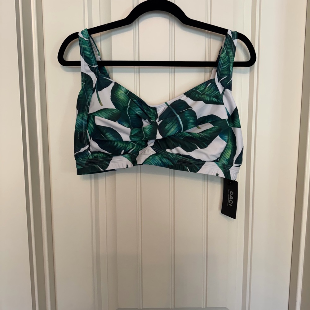 Tropical Green Leaf Bikini Top - Women's